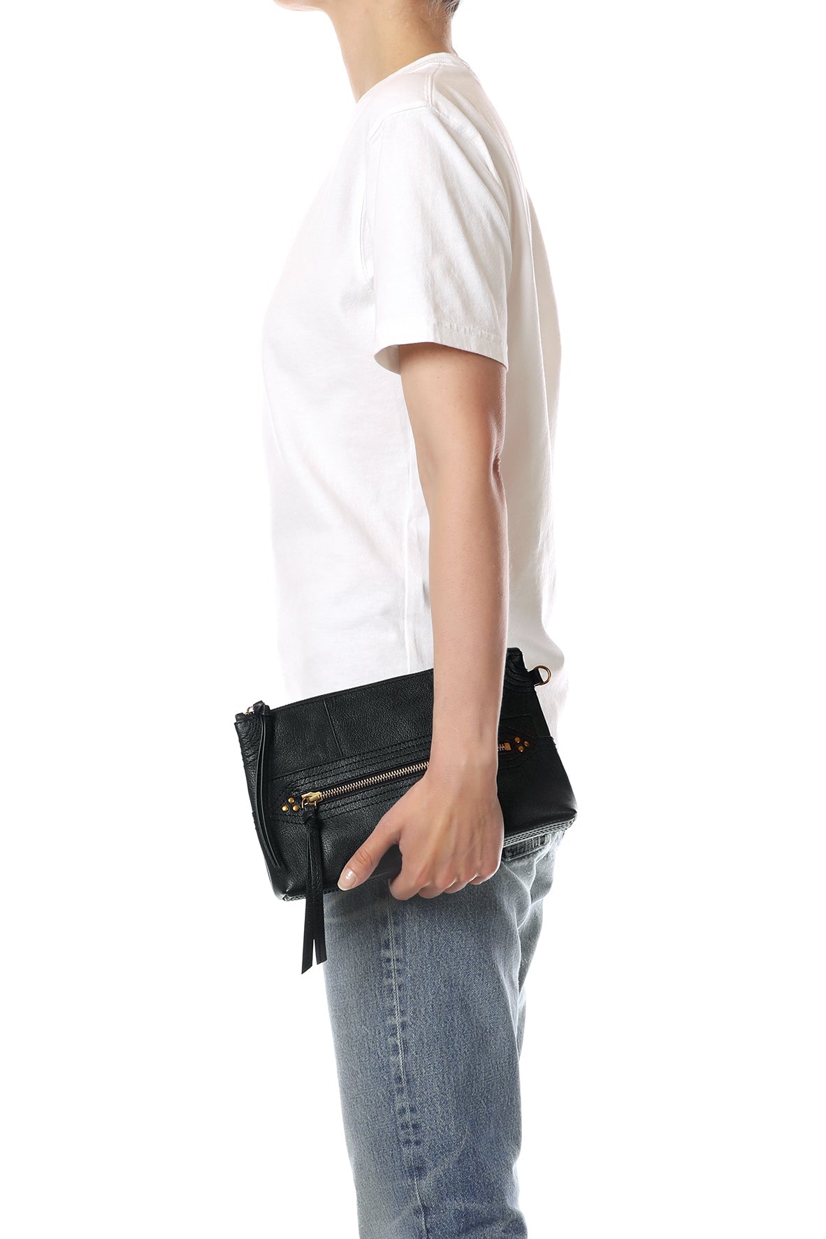 Jérôme Dreyfuss Lucky Clutch Noir Brass Buffaloskin