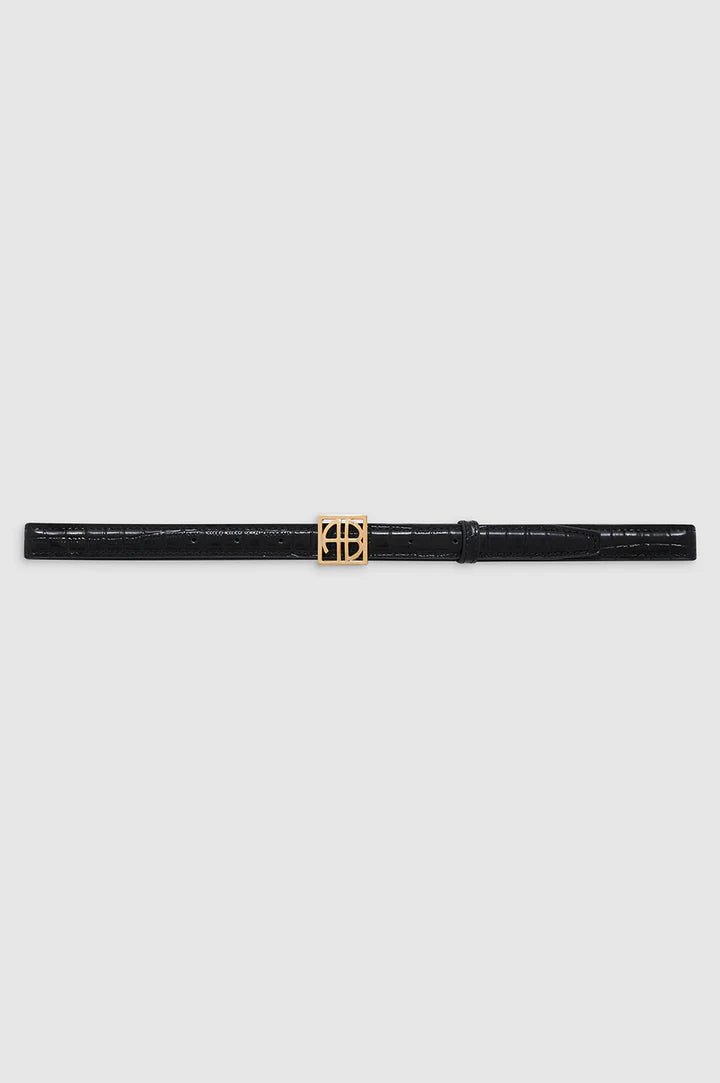 Anine Bing Monigram Belt Black Embossed - Den Lille Ida - Anine Bing