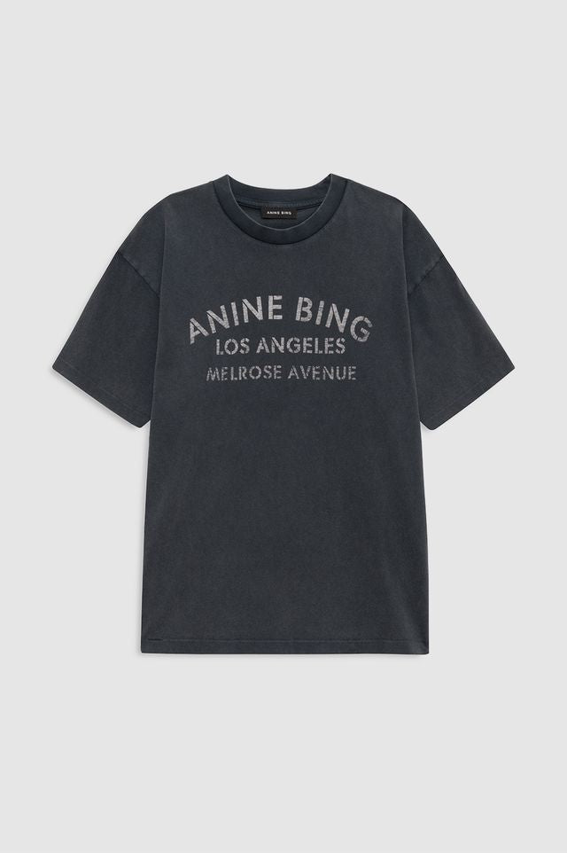 Anine Bing Cade Tee Melrose Stencil Vintage Black - Den Lille Ida - Anine Bing