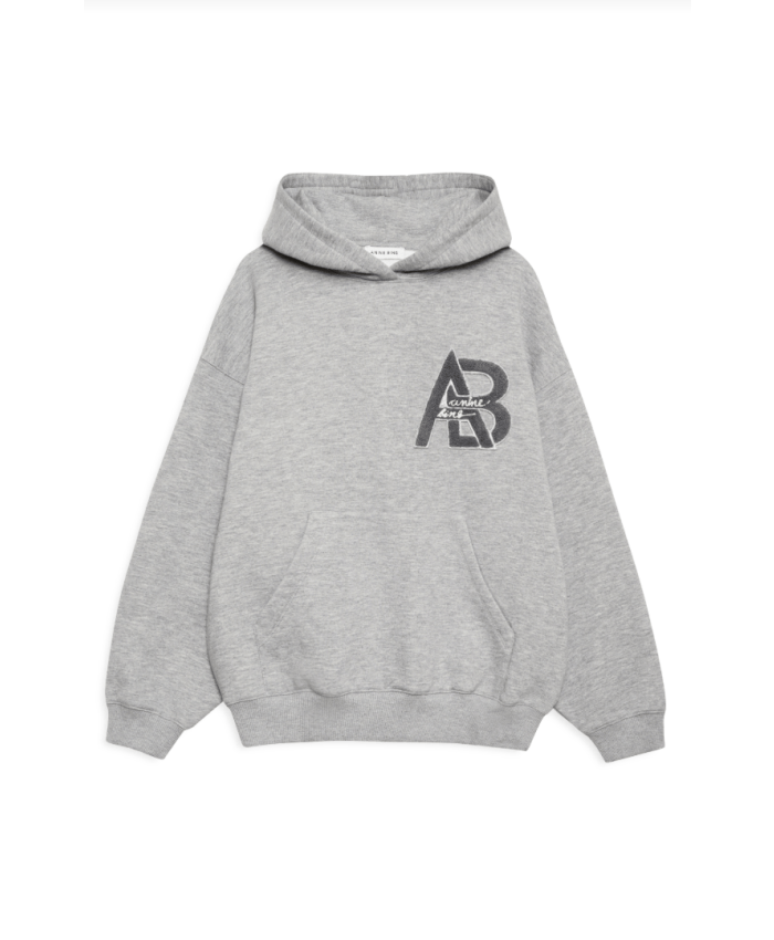Anine Bing Jaci Hoodie Letterman Medium Heather Grey - Den Lille Ida - Anine Bing