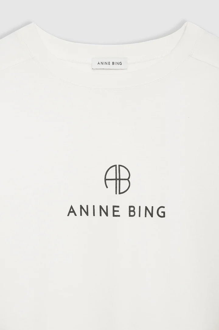 Anine Bing Jaylin Tee Monogram Ivory - Den Lille Ida - Anine Bing