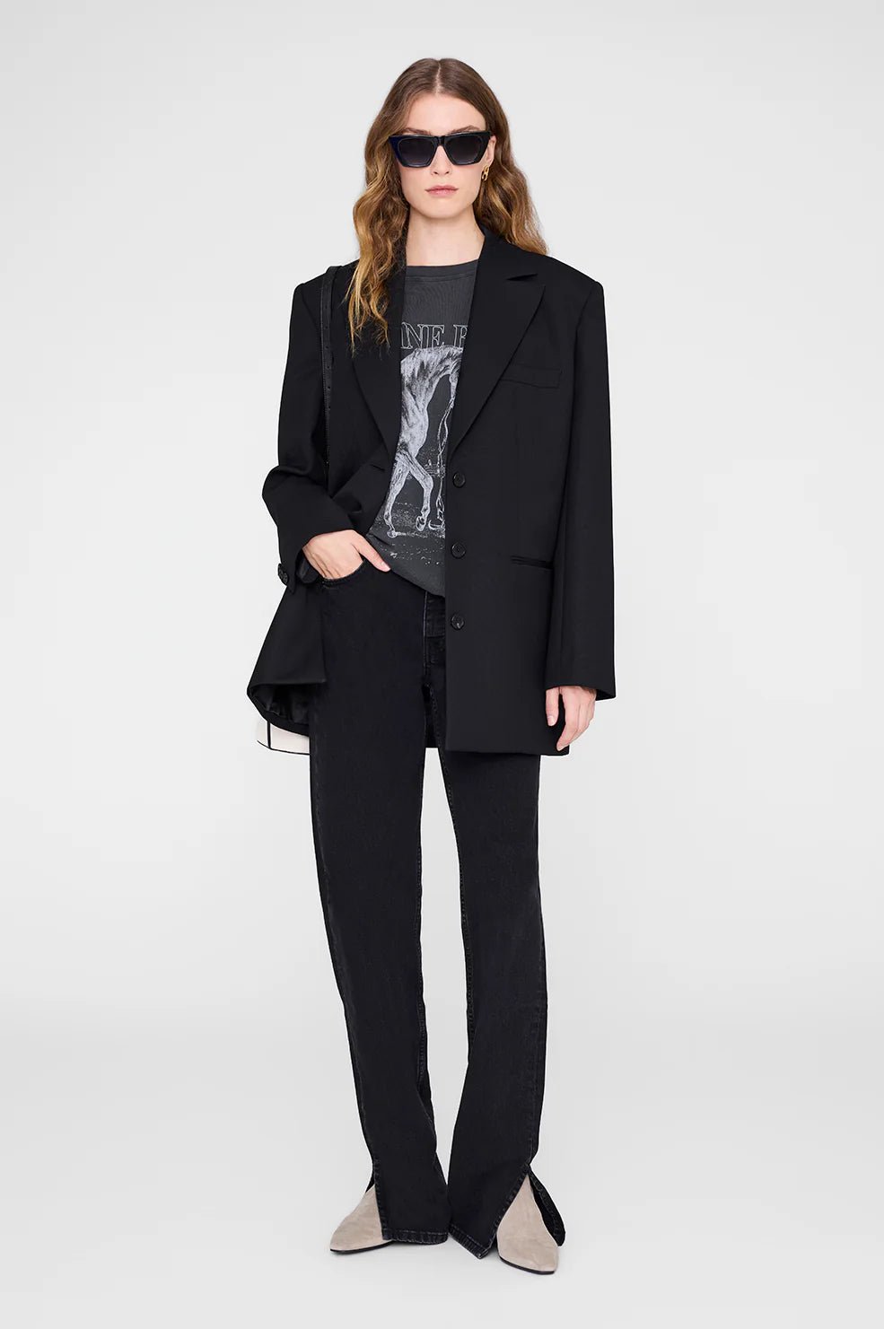Anine Bing Lili Tee Horse Washed Black - Den Lille Ida - Anine Bing