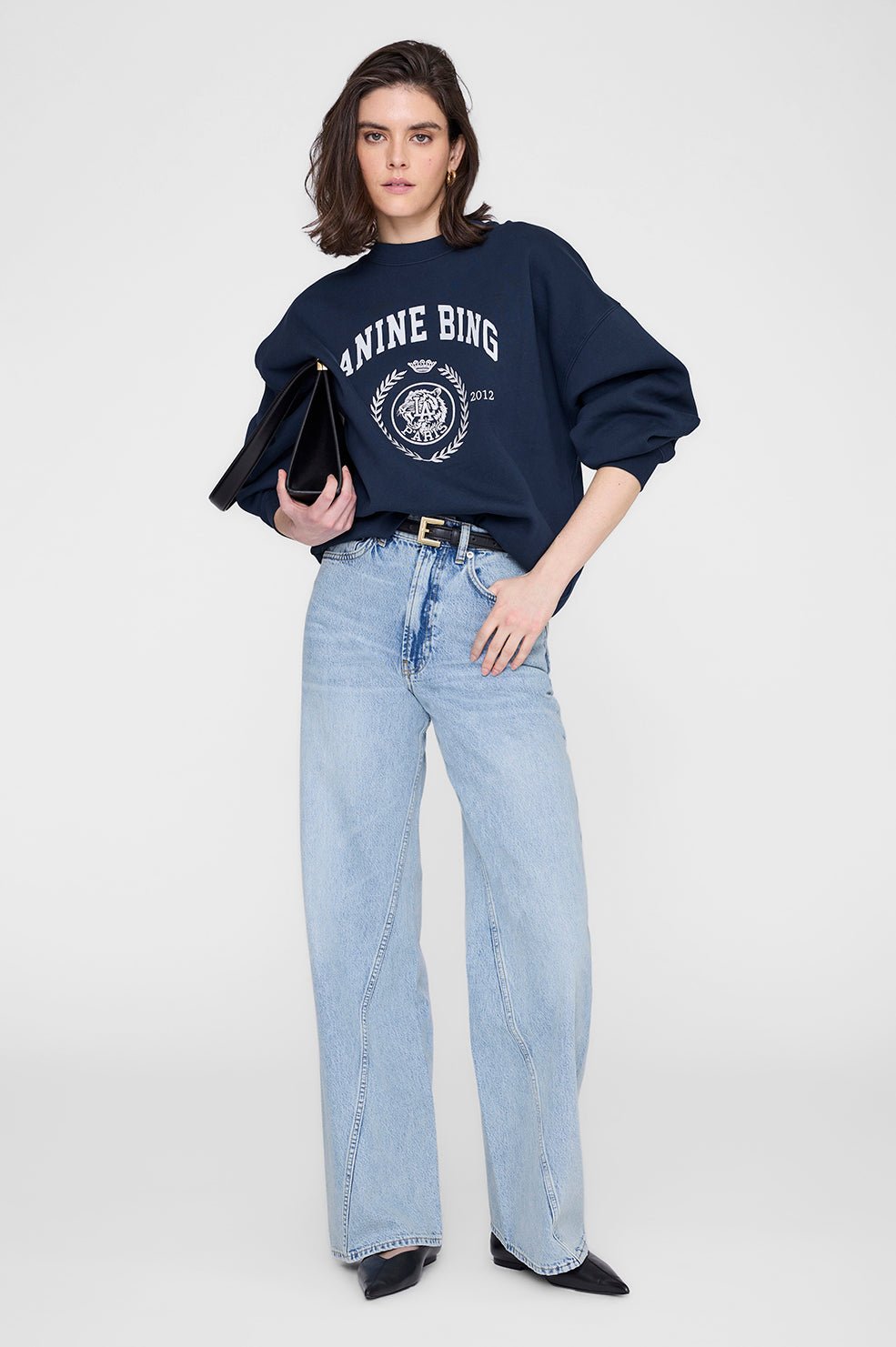 Anine Bing Miles Sweatshirt Collegiate Dark Navy - Den Lille Ida - Anine Bing