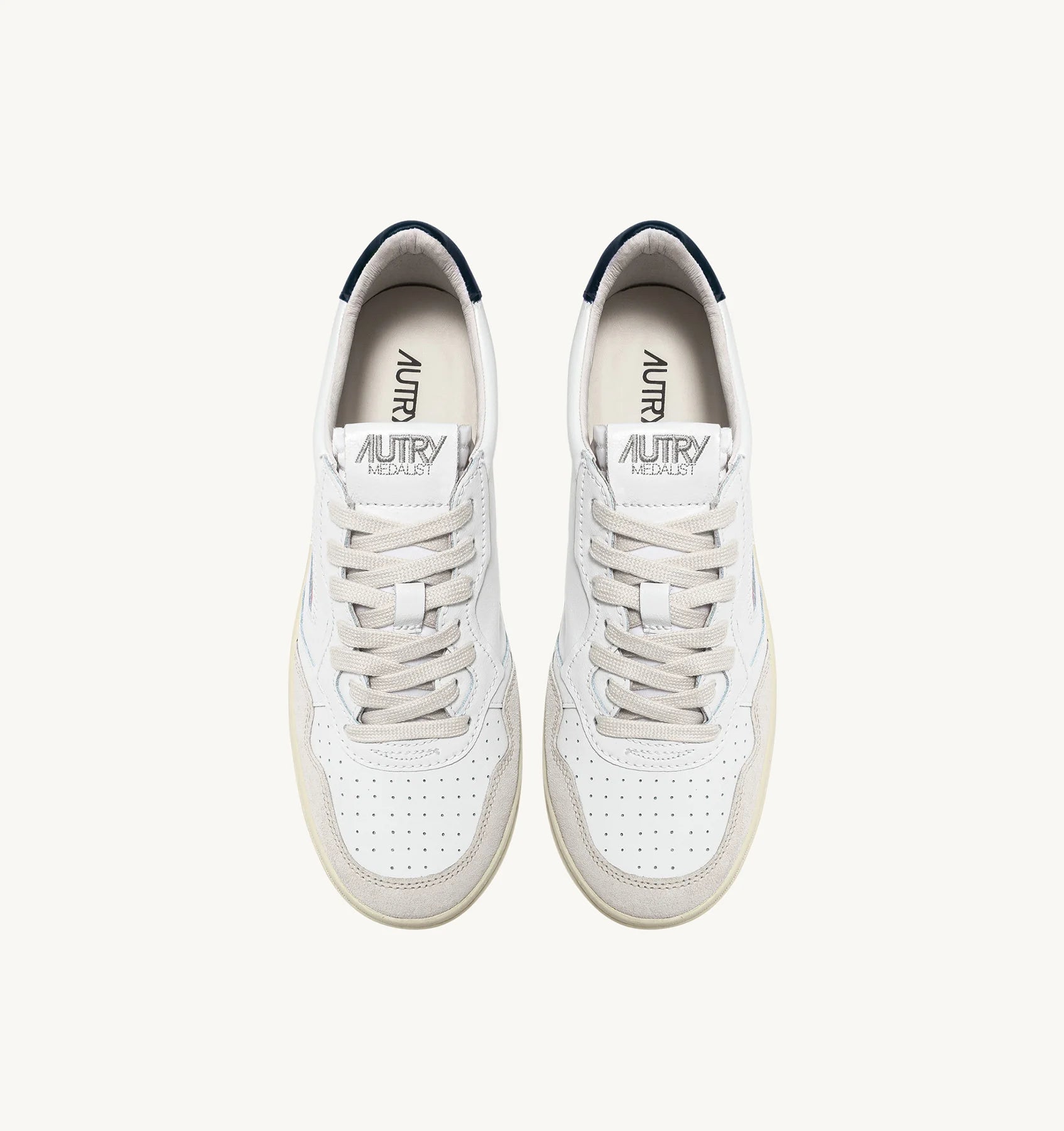 Autry Medalist Low Sneakers in Suede and Leather White and Navy - Den Lille Ida - Autry