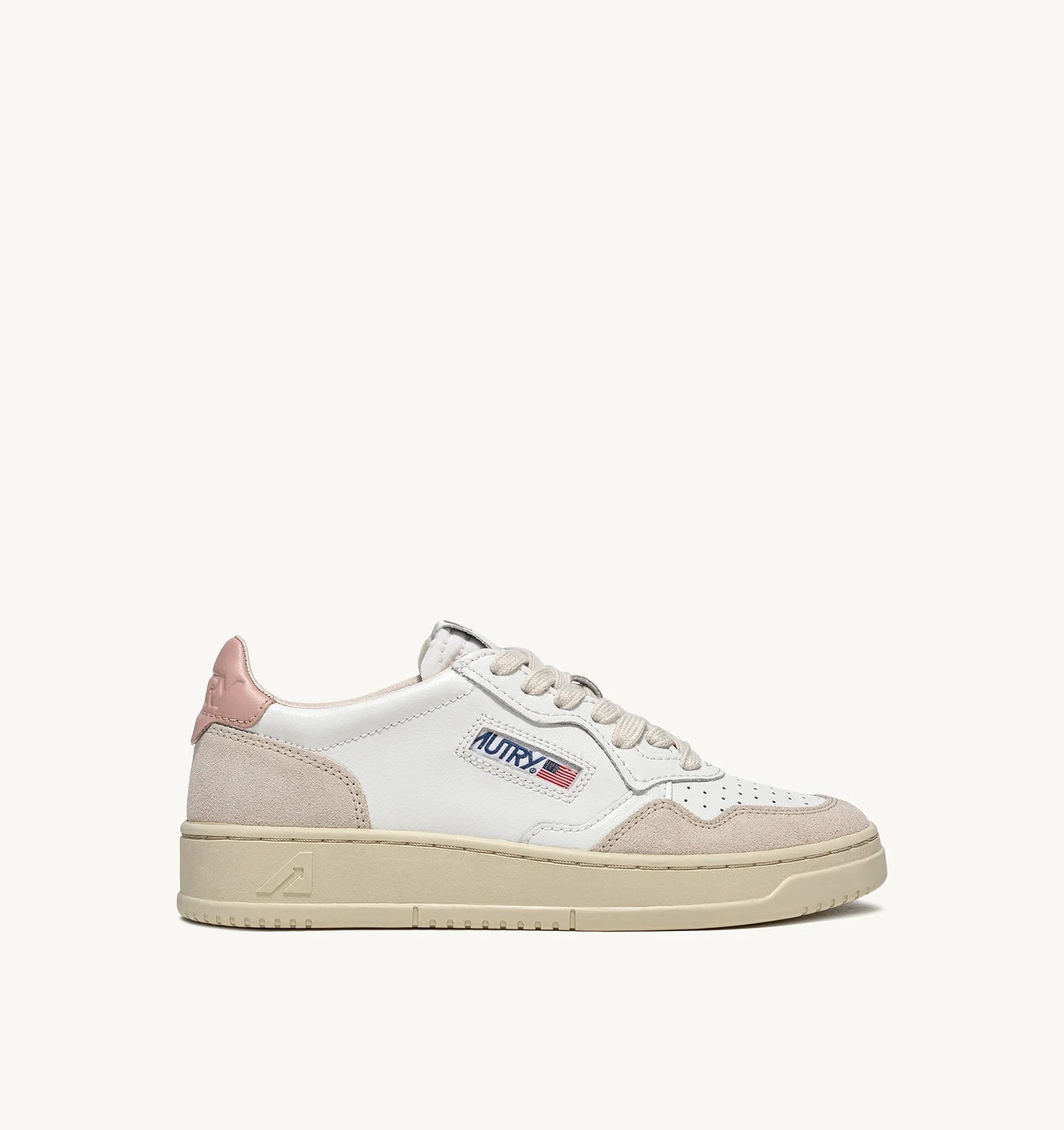 AUTRY MEDALIST LOW SNEAKERS IN WHITE AND POWDER LEATHER AND BEIGE SUEDE - Den Lille Ida - Autry