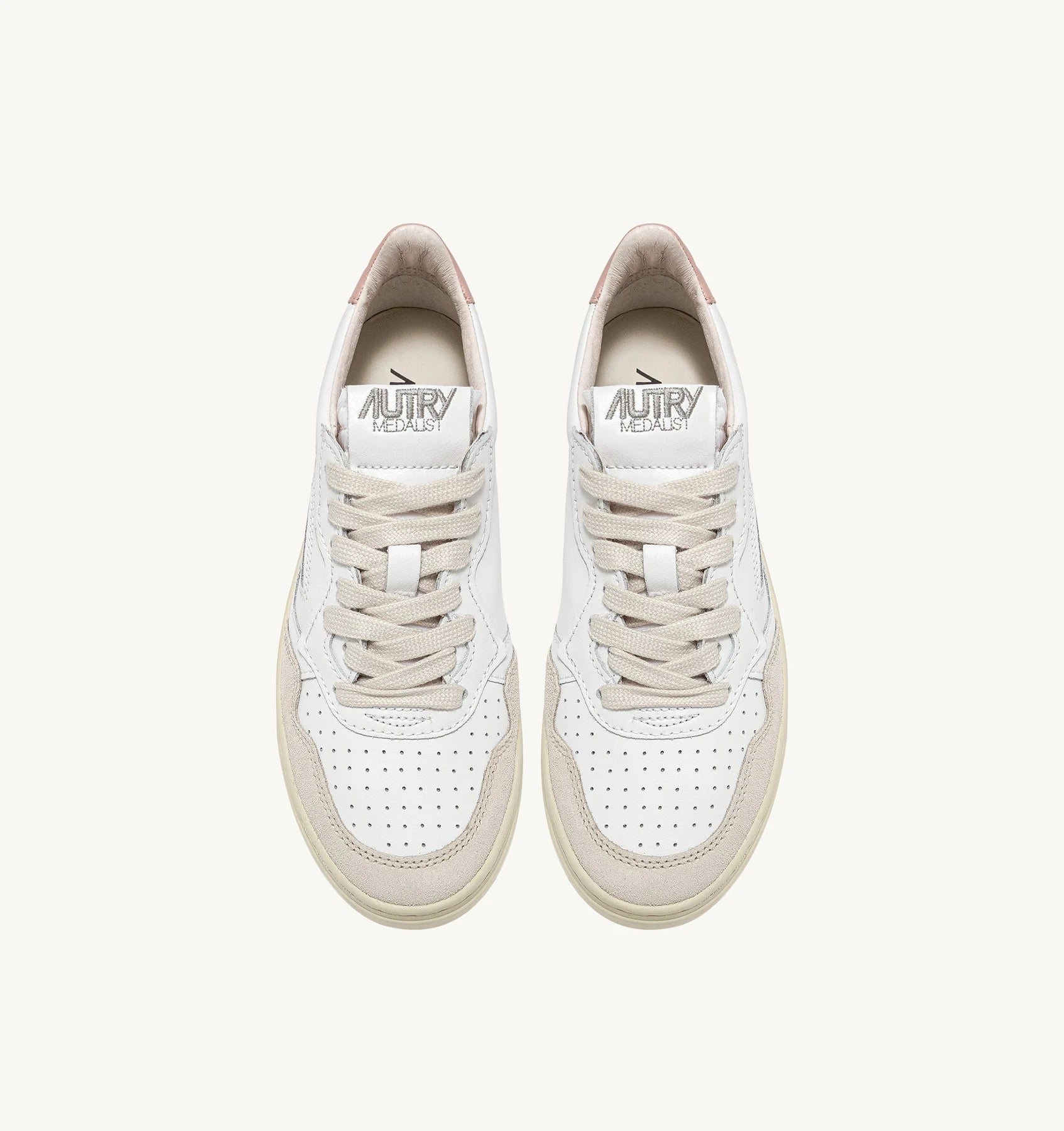 AUTRY MEDALIST LOW SNEAKERS IN WHITE AND POWDER LEATHER AND BEIGE SUEDE - Den Lille Ida - Autry
