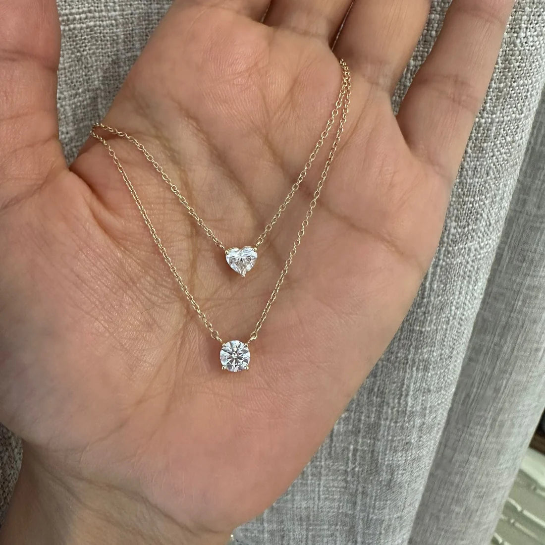 Le Soonar Solitaire Necklace WITH 0.50 crt Heart or Round Necklace