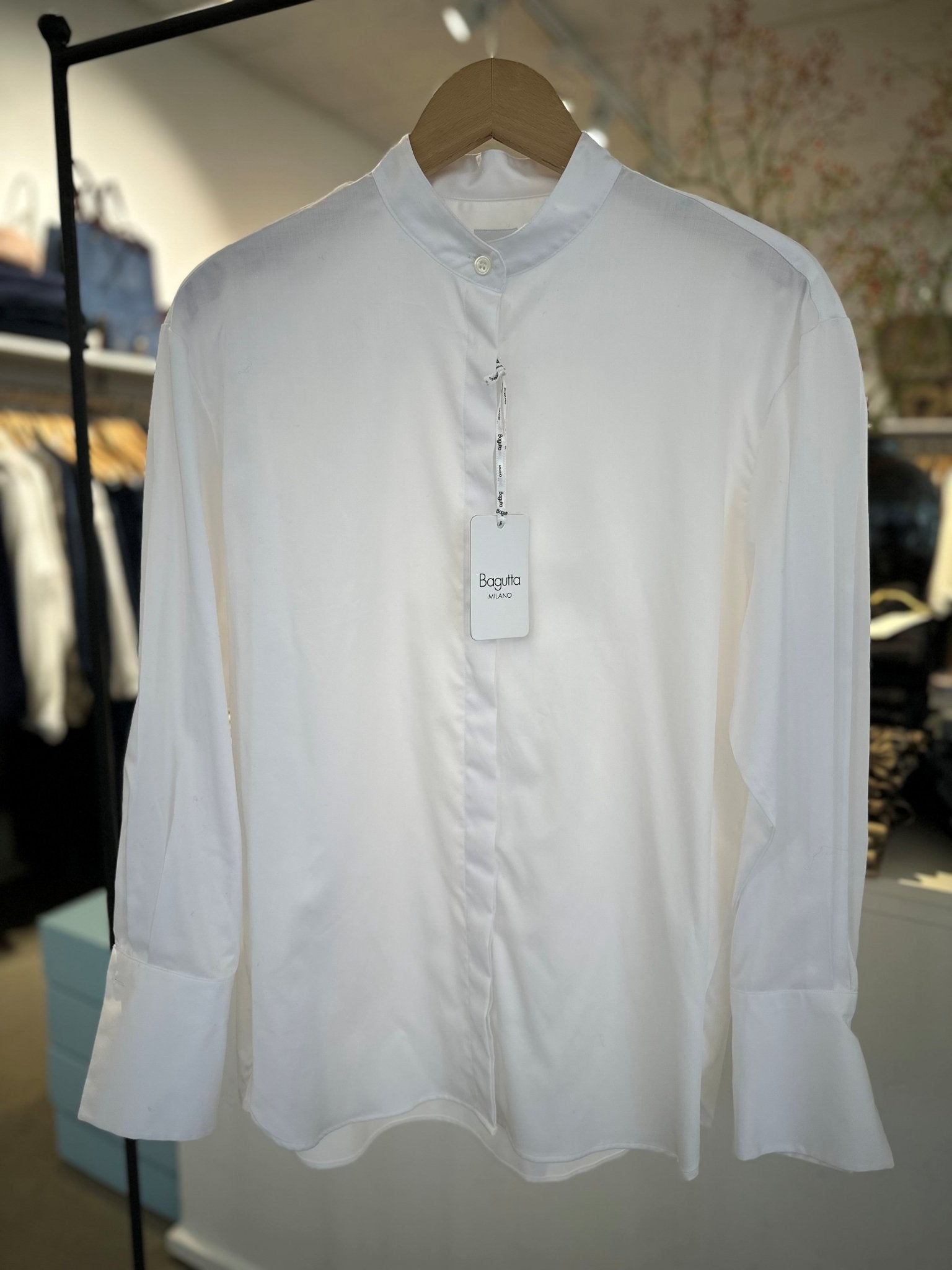 Bagutta Shirt Mandarin Collar Cotton White - Den Lille Ida - Bagutta