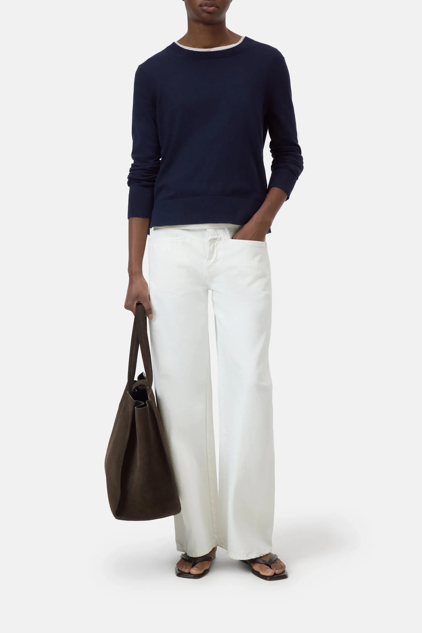 CLOSED COTTON CASHMERE CREWNECK SWEATER NAVY - Den Lille Ida - Closed