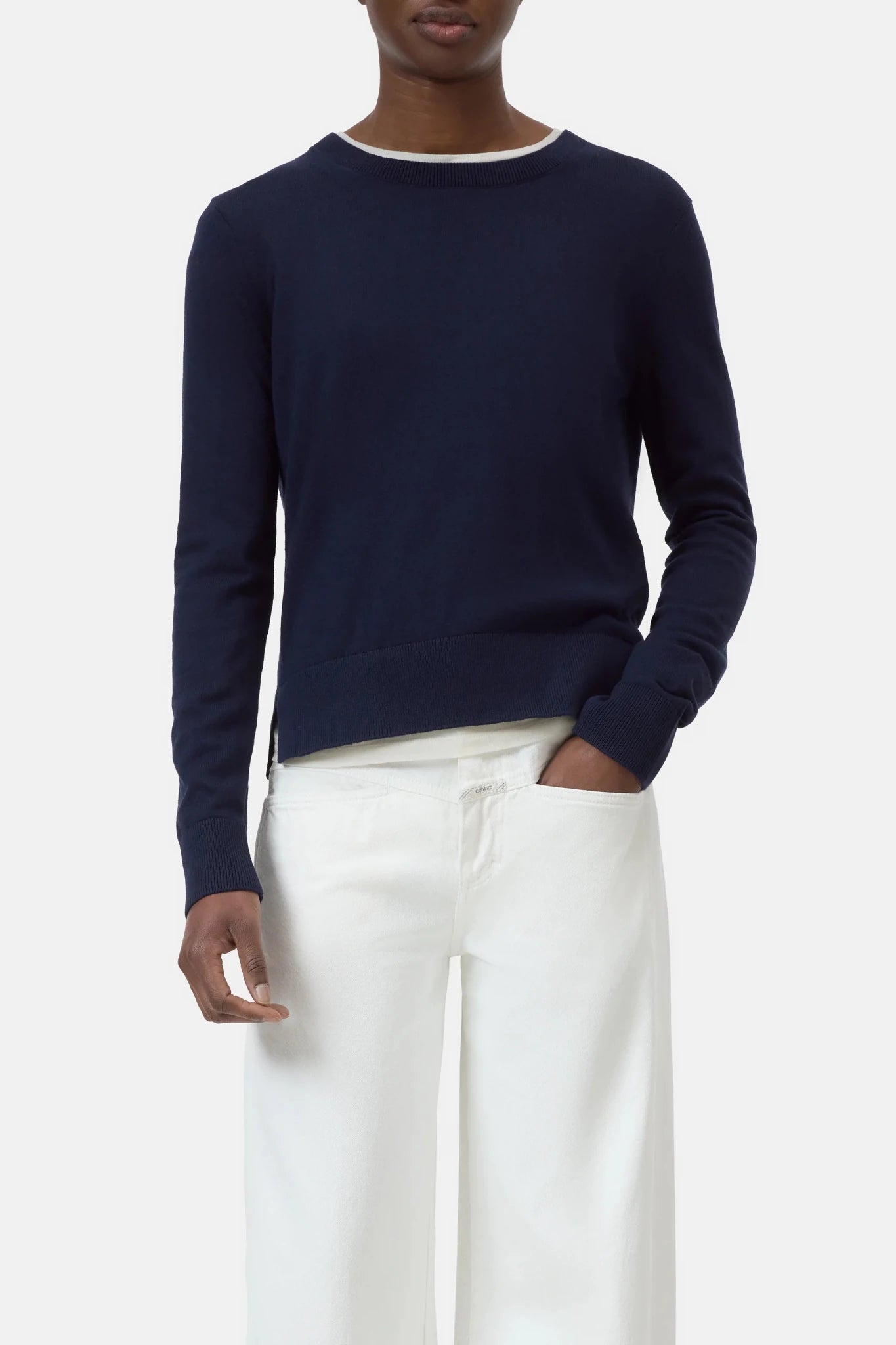 CLOSED COTTON CASHMERE CREWNECK SWEATER NAVY - Den Lille Ida - Closed