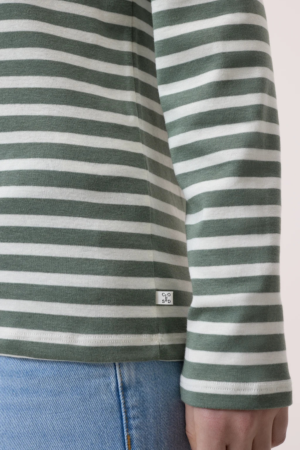 Closed Long - Sleeved T-Shirt Stripes Faded Green - Den Lille Ida - Closed