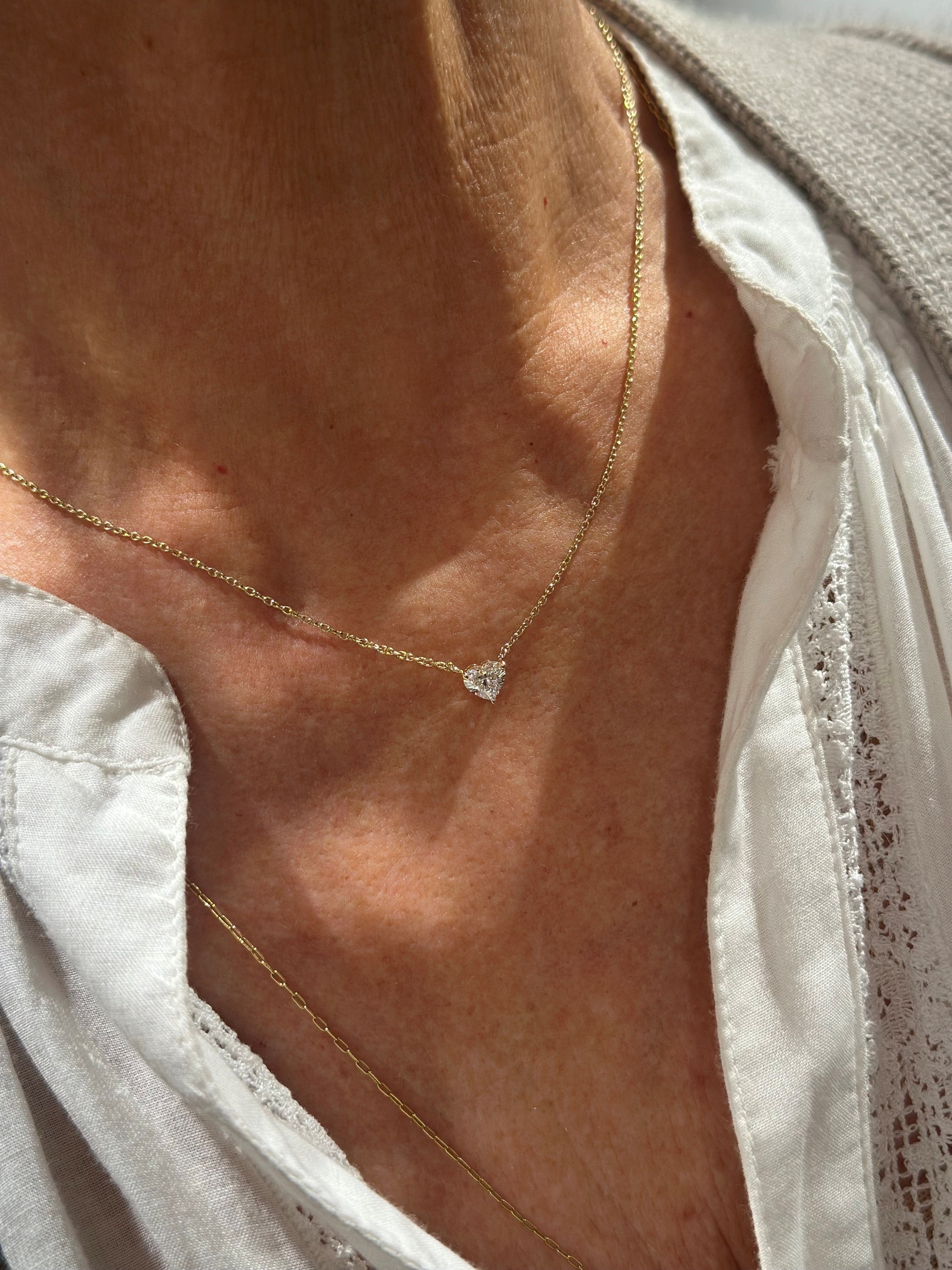 Le Soonar Solitaire Necklace WITH 0.50 crt Heart or Round Necklace
