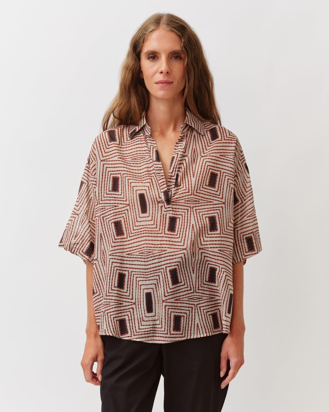 Diega Shirt Tifana Ecru Camel - Den Lille Ida - Diega
