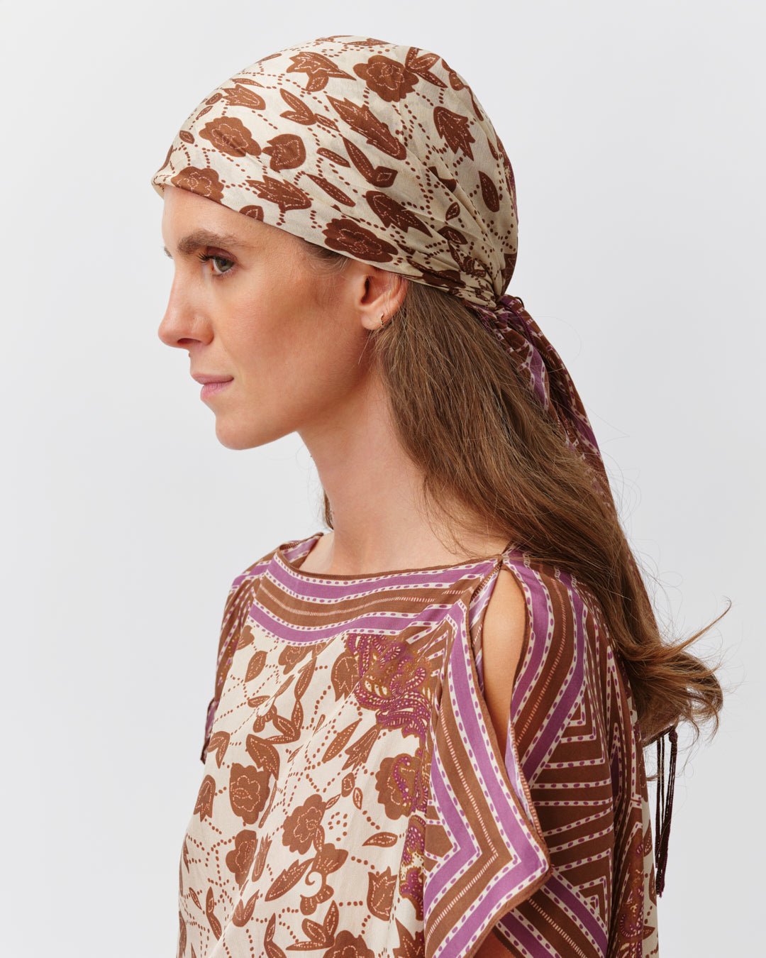 Diega Silk Scarf Biolet Ecru Prune - Den Lille Ida - Diega