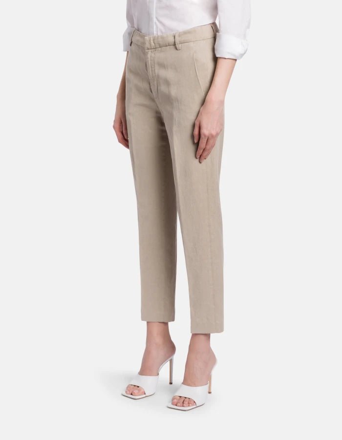 Dondup Nima Zip Loose Fit Trousers Linen Lyocell - Den Lille Ida - Dondup