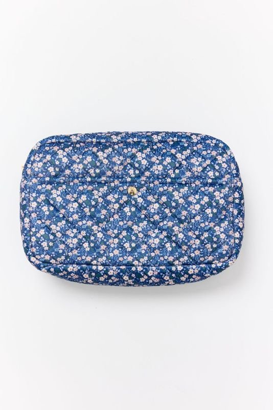 Fan Palm Beauty Bag Large Blue Blossom Velvet - Den Lille Ida - Fan Palm