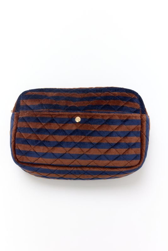 Fan Palm Beauty Bag Large Hazel Nut Velvet - Den Lille Ida - fan Palm