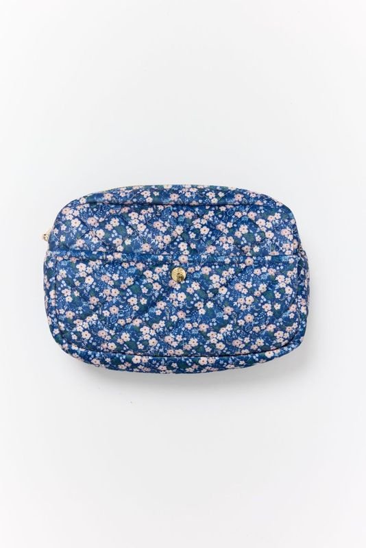 Fan Palm Beauty Bag Medium Blue Blossom Velvet - Den Lille Ida - Fan Palm
