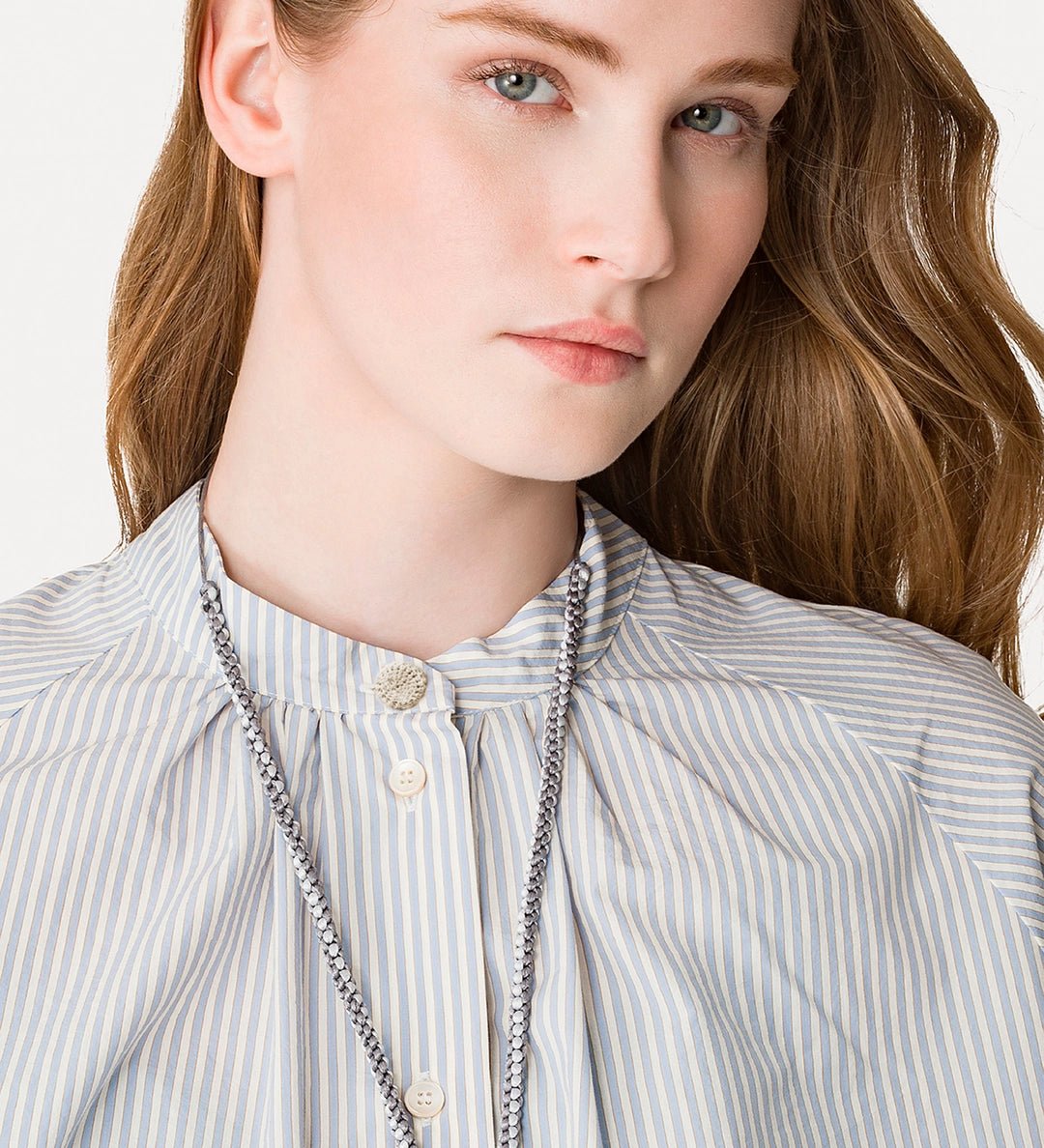 forte_forte cotton stripe bohemian shirt ceruleo - Den Lille Ida - forte_forte