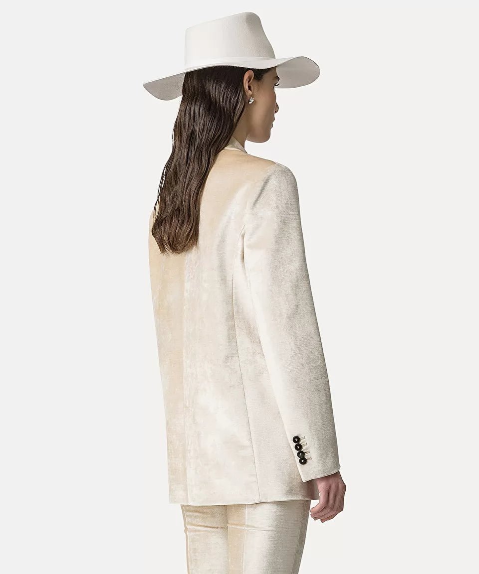 forte_forte mannish blazer in cotton viscose velvet jacket ivory - Den Lille Ida - forte_forte
