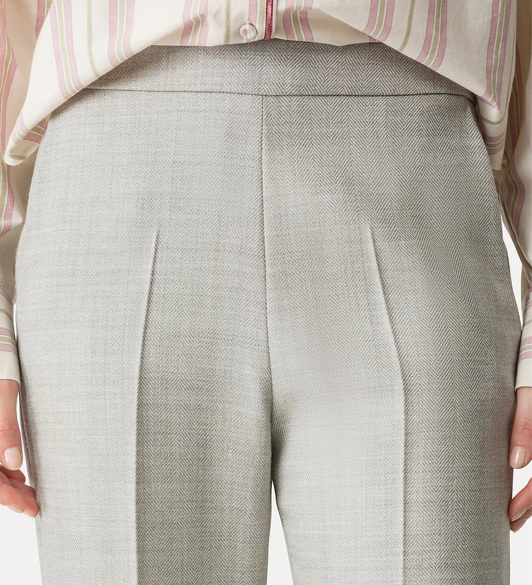 forte forte palazzo trousers in pure wool pearl - Den Lille Ida - forte_forte