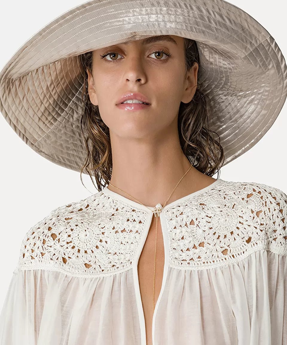 forte_forte shirt boho shirt in cotton–and–silk voile with crochet detailing - Den Lille Ida - forte_forte