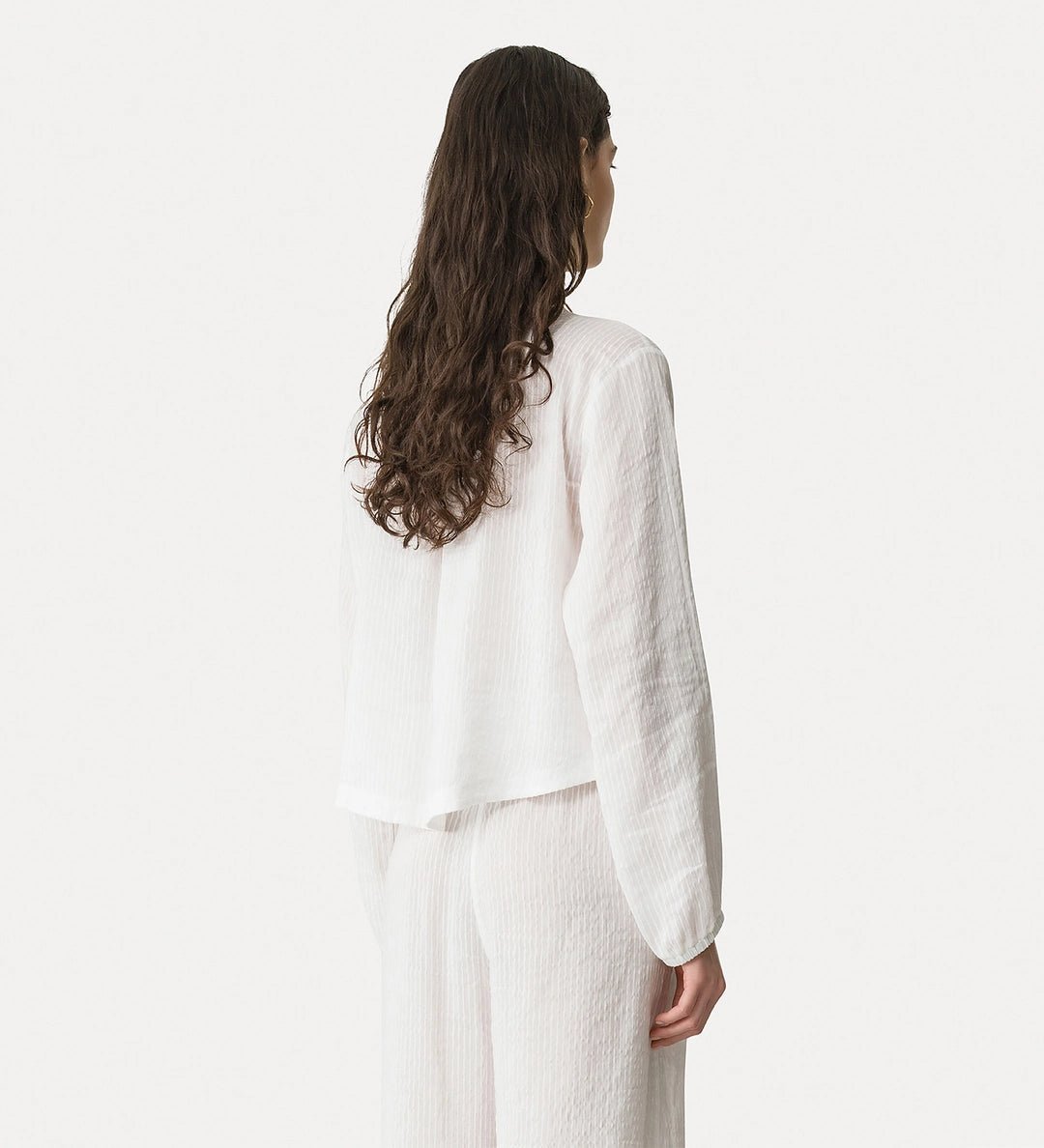 forte_forte silk linen voile pinstribed shirt with strings - Den Lille Ida - forte_forte