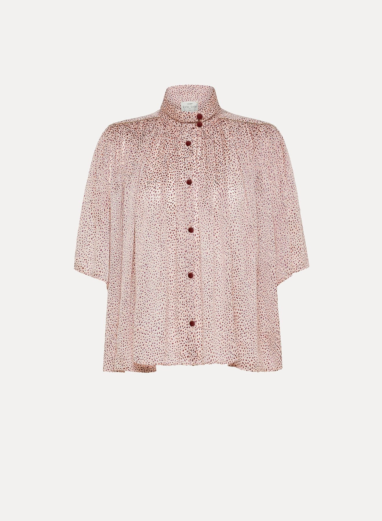 forte_forte viscose silk satin half sleeve shirt rubis - Den Lille Ida - forte_forte