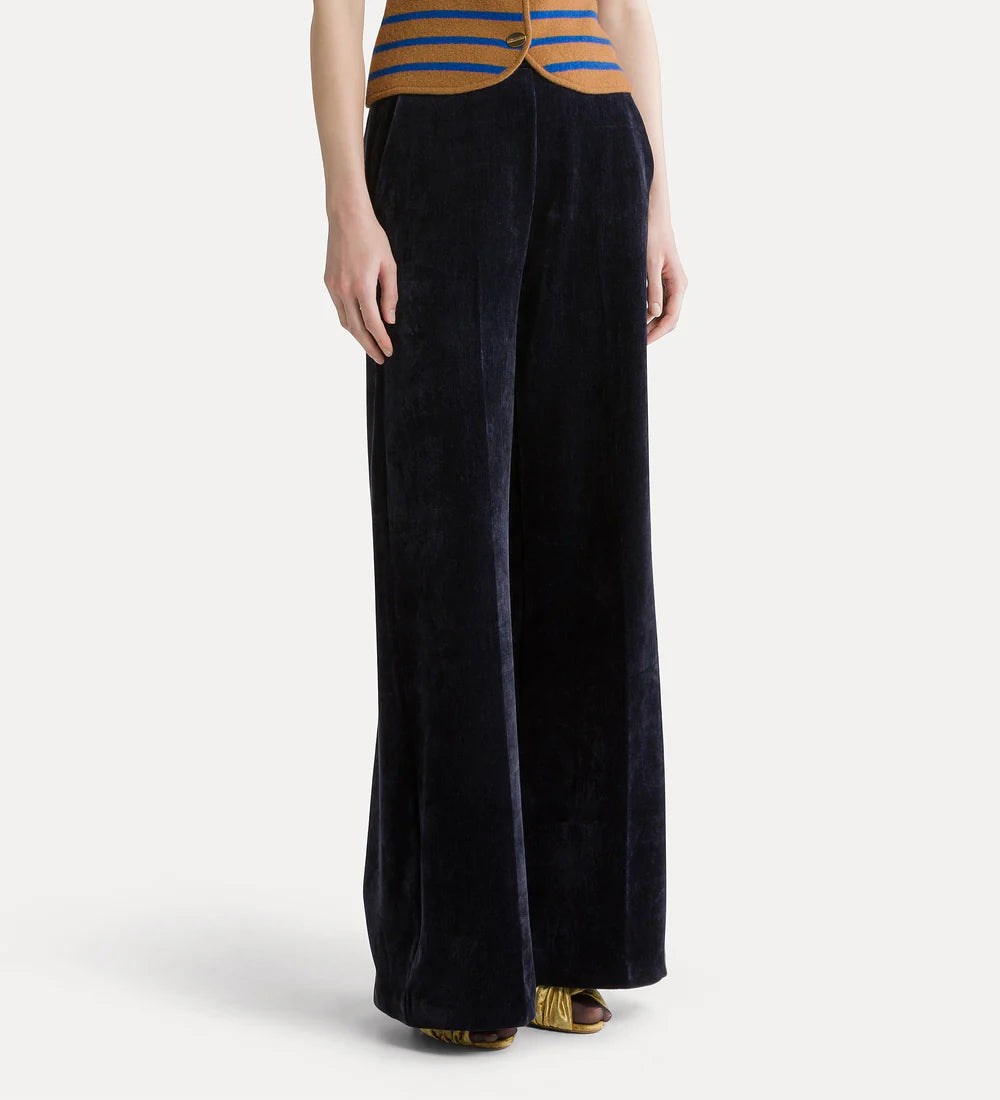 forte_forte high–waisted velvet trousers notte
