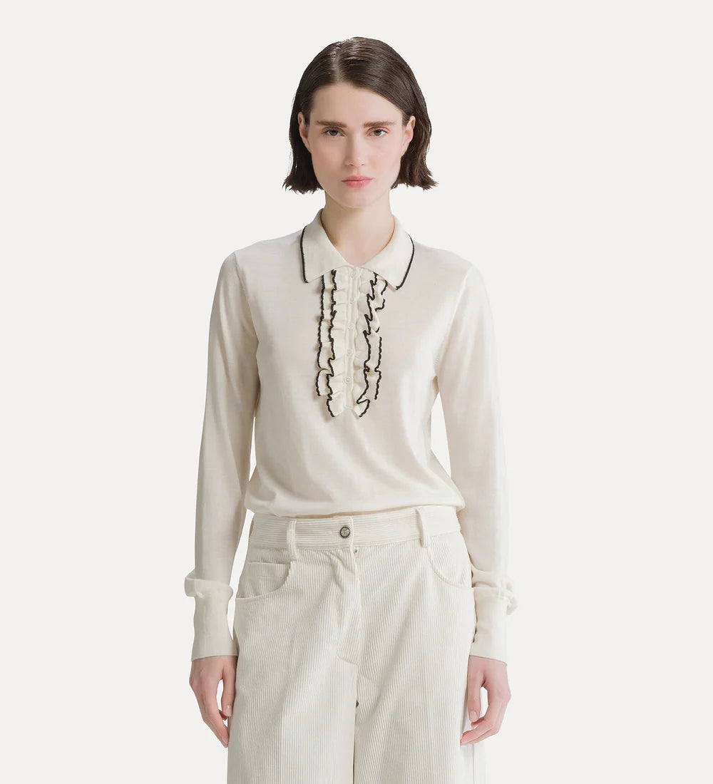 forte_forte superfine merinos polo with rouches