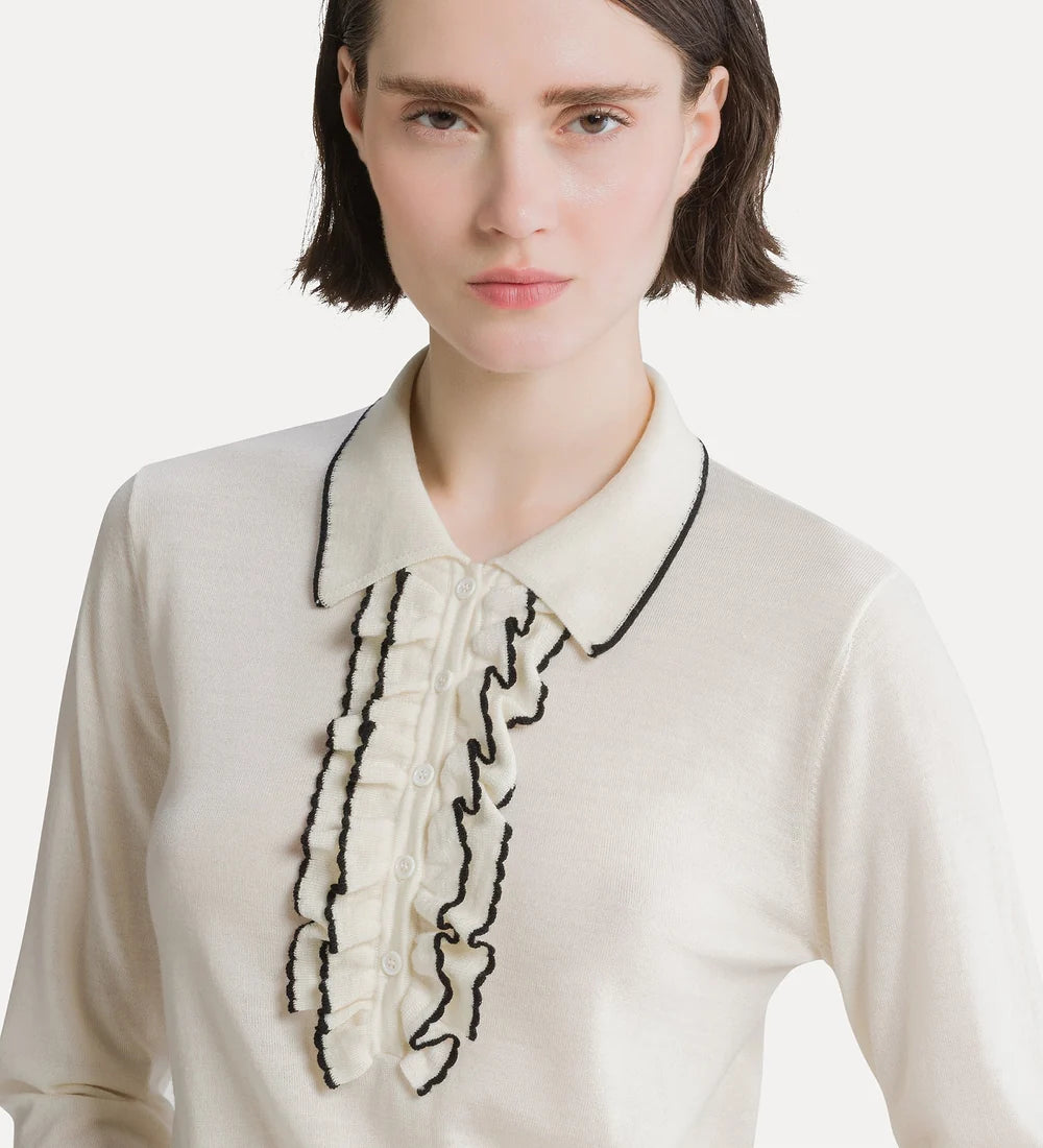 forte_forte superfine merinos polo with rouches