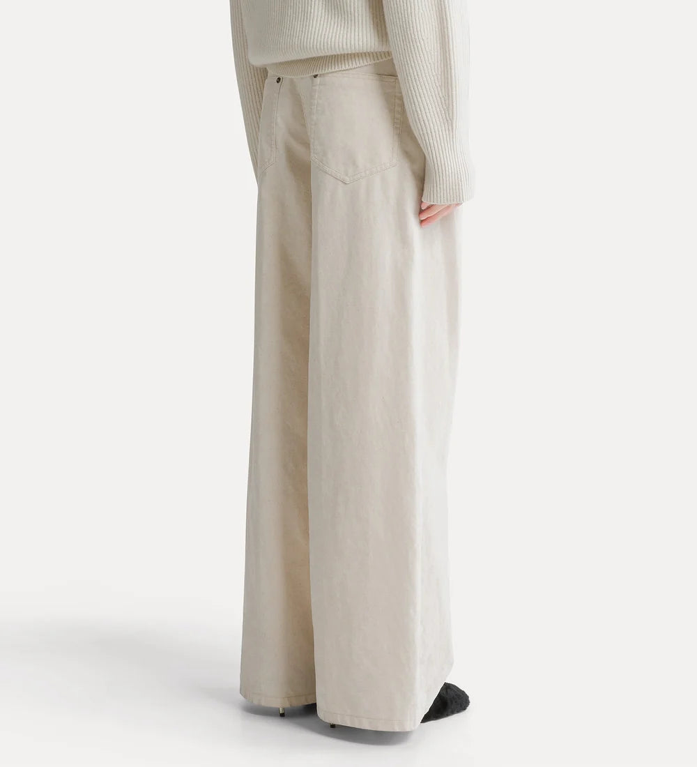 forte_forte flocked denim wide-leg jeans ivory