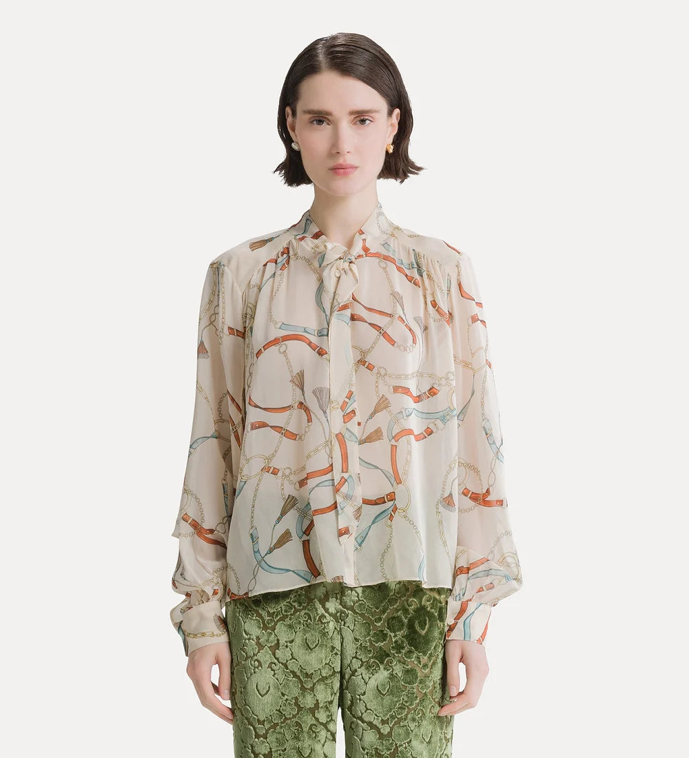 forte_forte cropped shirt with “the crown” placed print
