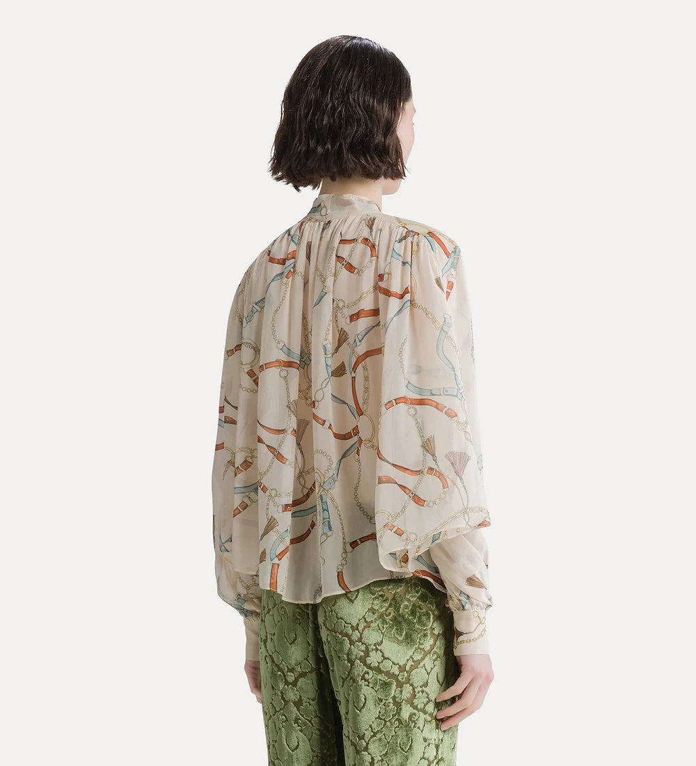 forte_forte cropped shirt with “the crown” placed print