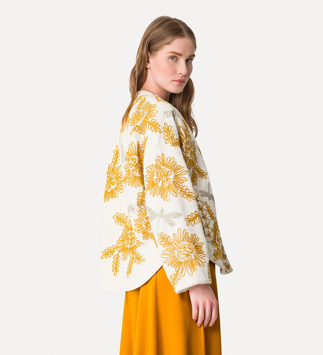 forte_forte velvet kimono with “voilà une fleur” embroidery