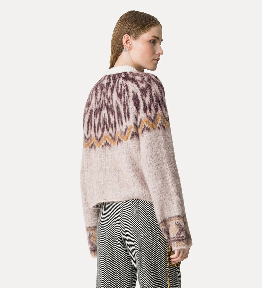 forte forte jacquard cardigan in baby alpaca wool blush