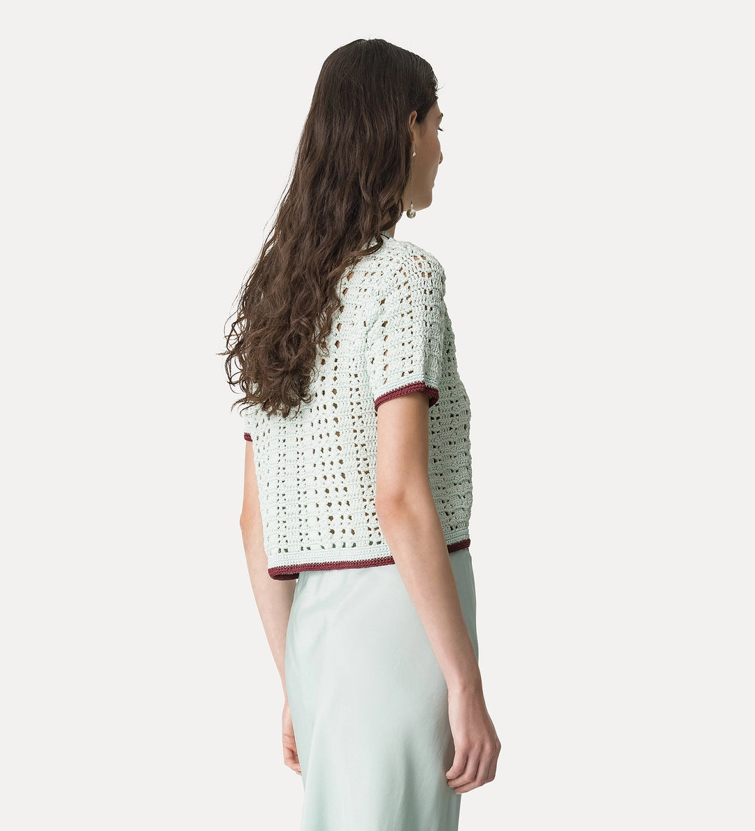 forte forte cable lux handmade crochet polo shirt plume