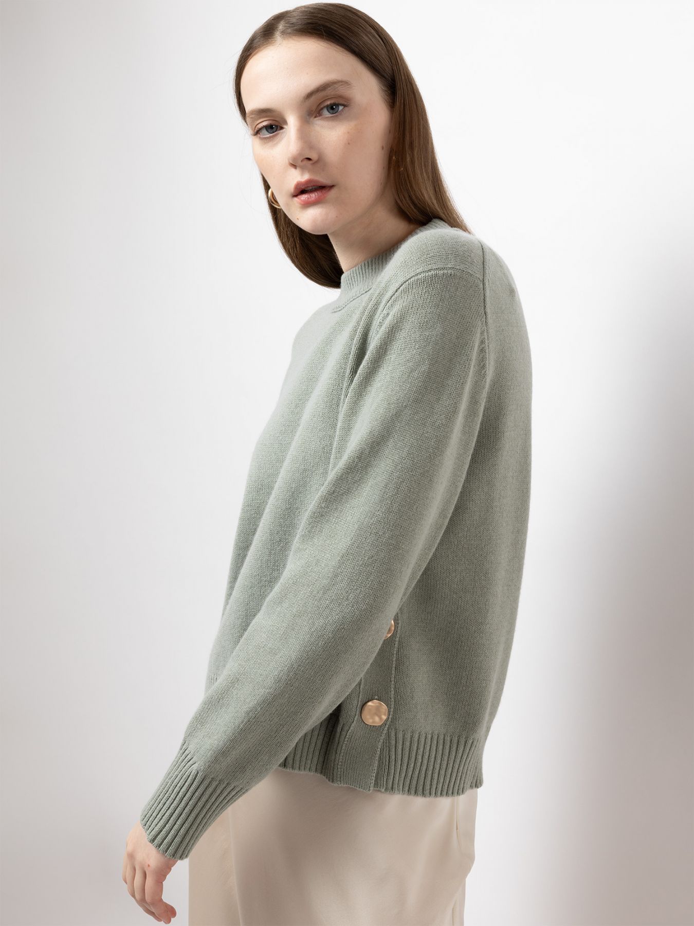 FTC Pullover med knapdetaljer Faded Moss - Den Lille Ida - FTC