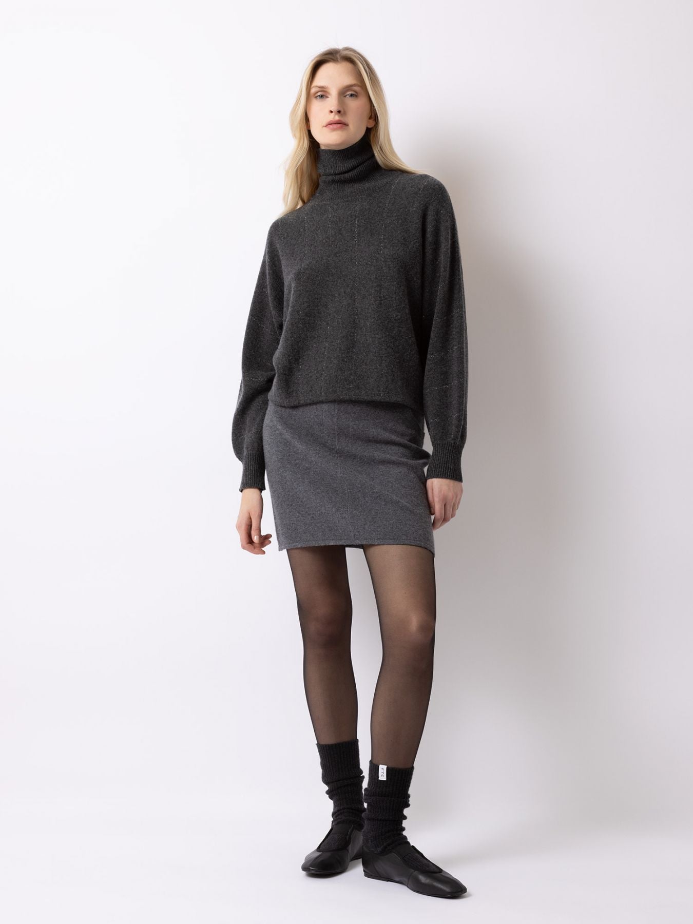 FTC Pullover with Lurex Stripes Charcoal - Den Lille Ida - FTC
