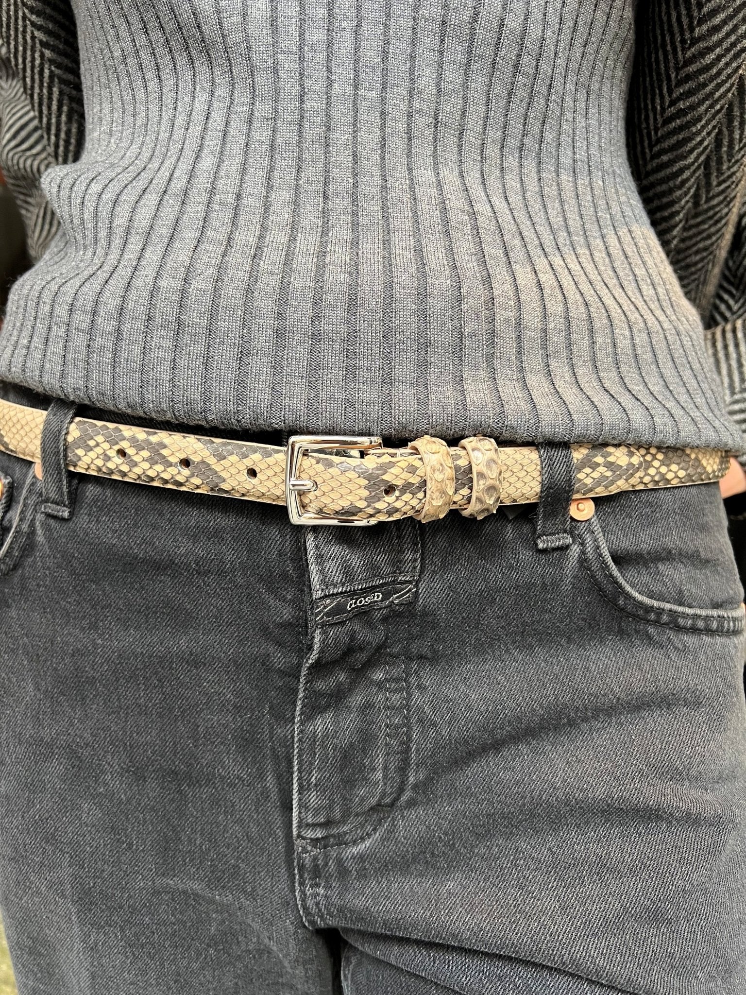 Gavazzeni bælte slangeskind beige - Den Lille Ida - Gavazzeni