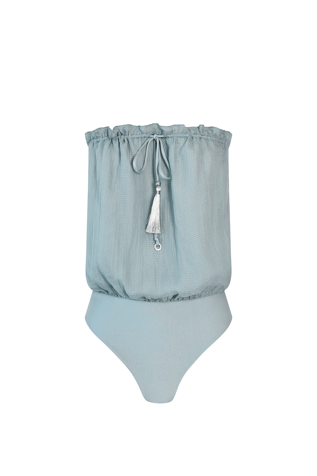 HANNE BLOCH BANDEAU SILK SWIMSUIT ICE BLUE - Den Lille Ida - HANNE BLOCH