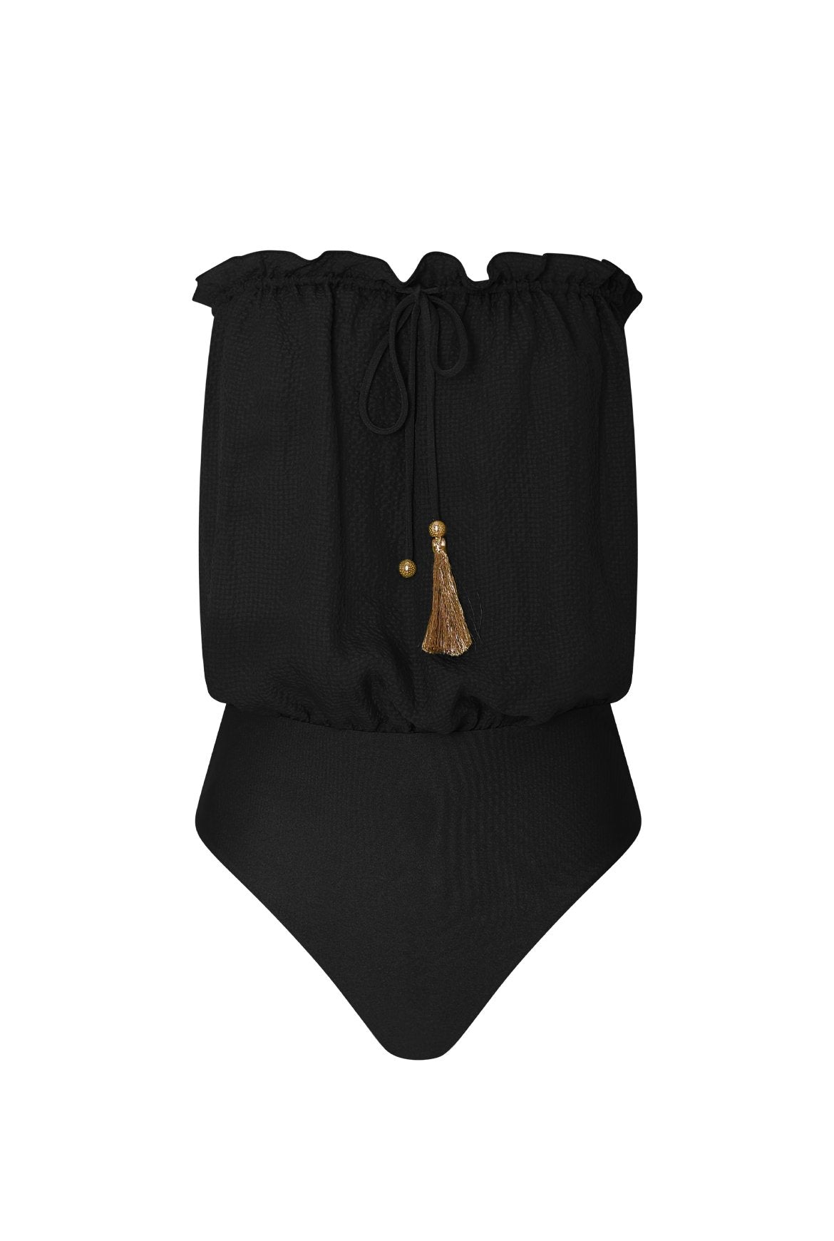 HANNE BLOCH BLACK SQUARE SILK BANDEAU SWIMSUIT - Den Lille Ida - HANNE BLOCH
