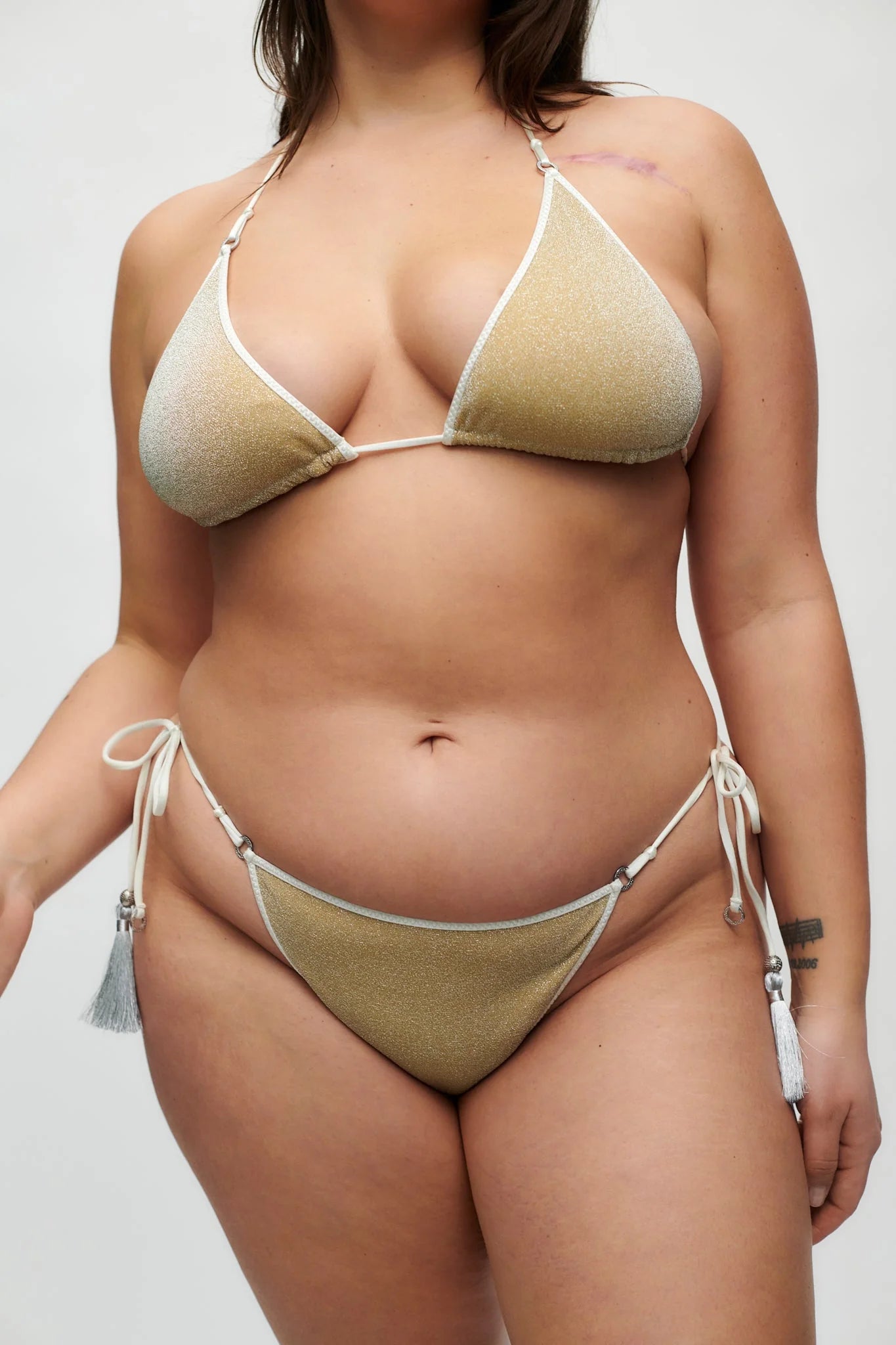 HANNE BLOCH IVORY GLITTER TRIANGLE BIKINI - Den Lille Ida - HANNE BLOCH