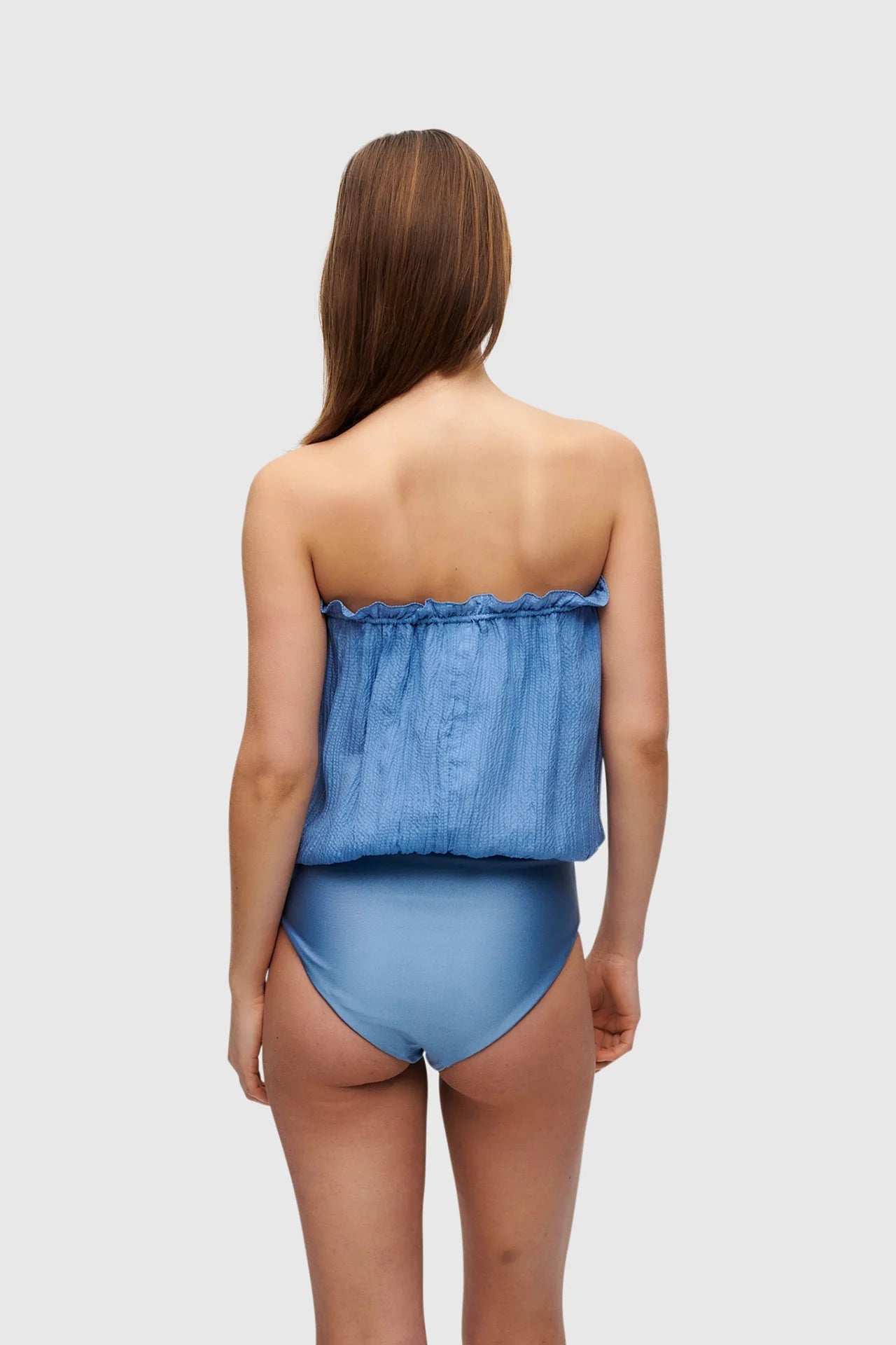 HANNE BLOCH BLUE BANDEAU SILK SWIMSUIT - Den Lille Ida - HANNE BLOCH