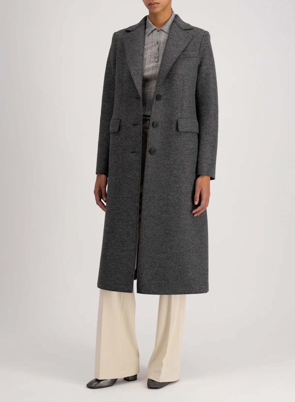 Harris Wharf Coat with Shoulder Pads Middle Grey - Den Lille Ida - Harris Wharf