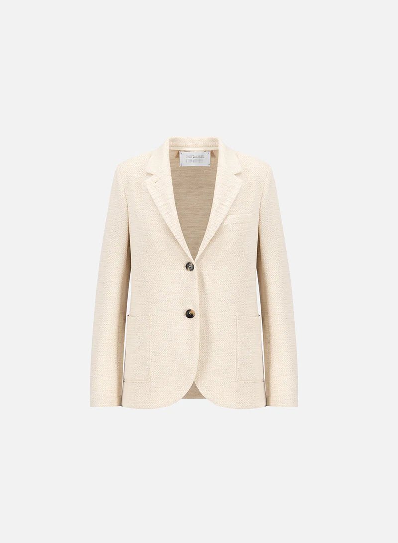 Harris Wharf Stand Up Blazer Hopsack Crafted with Loro Piana Fabric Cream - Den Lille Ida - Harris Wharf