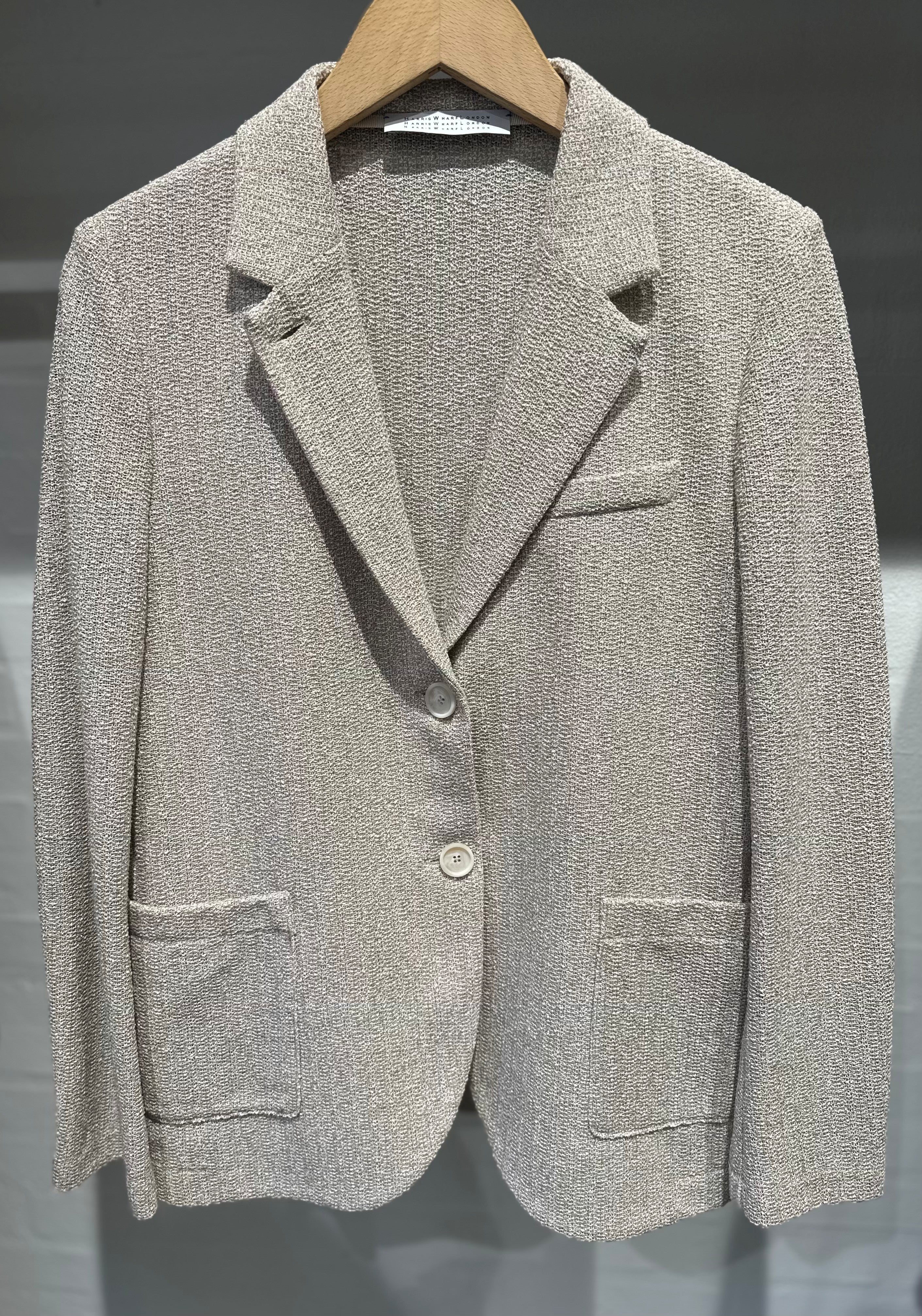 Harris Wharf Stand Up Collar Blazer Bicolour Frisé White & Beige