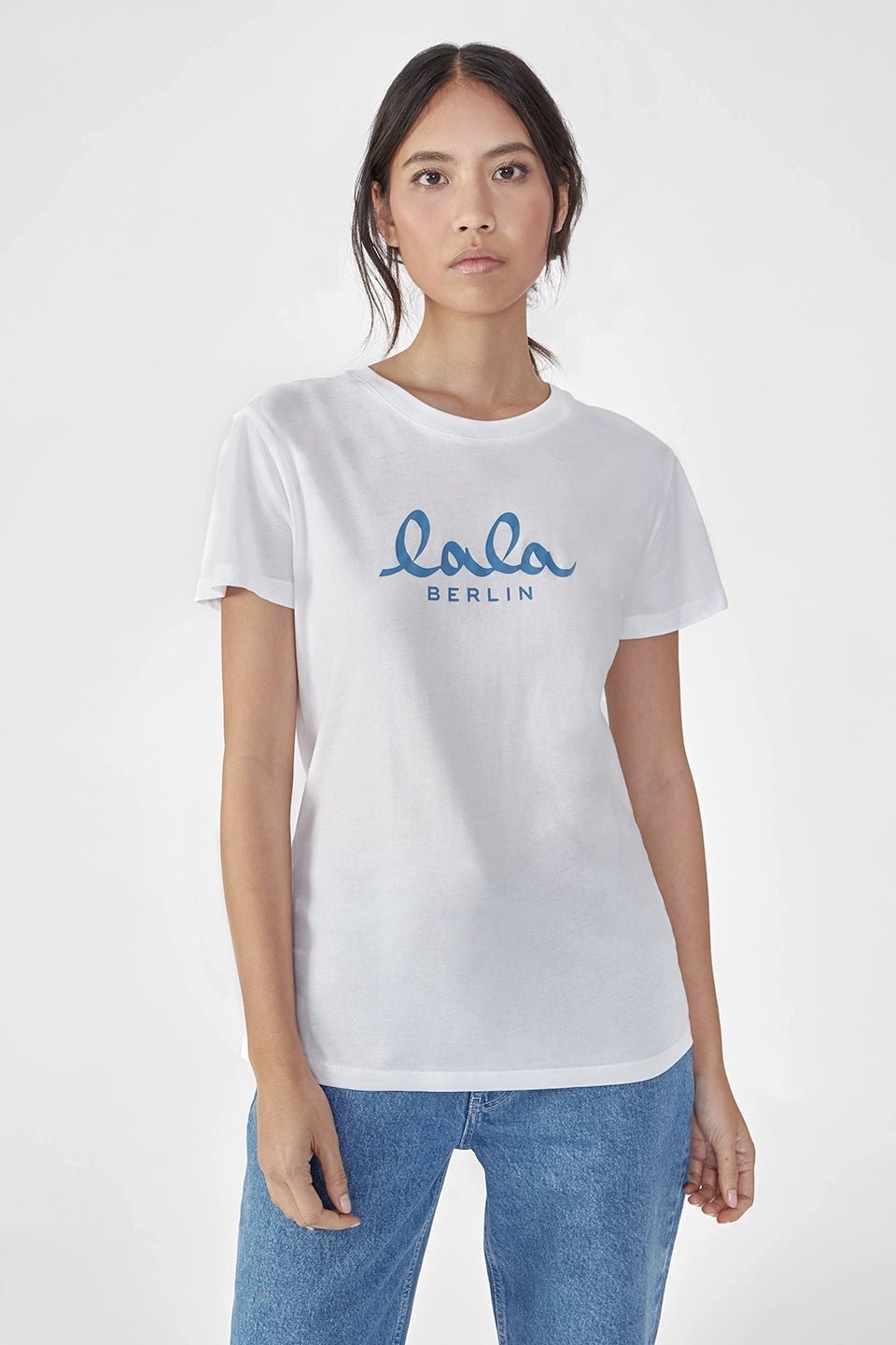 Lala Berlin T-Shirt Cara cotton lala white/blue - Den Lille Ida - Lala Berlin