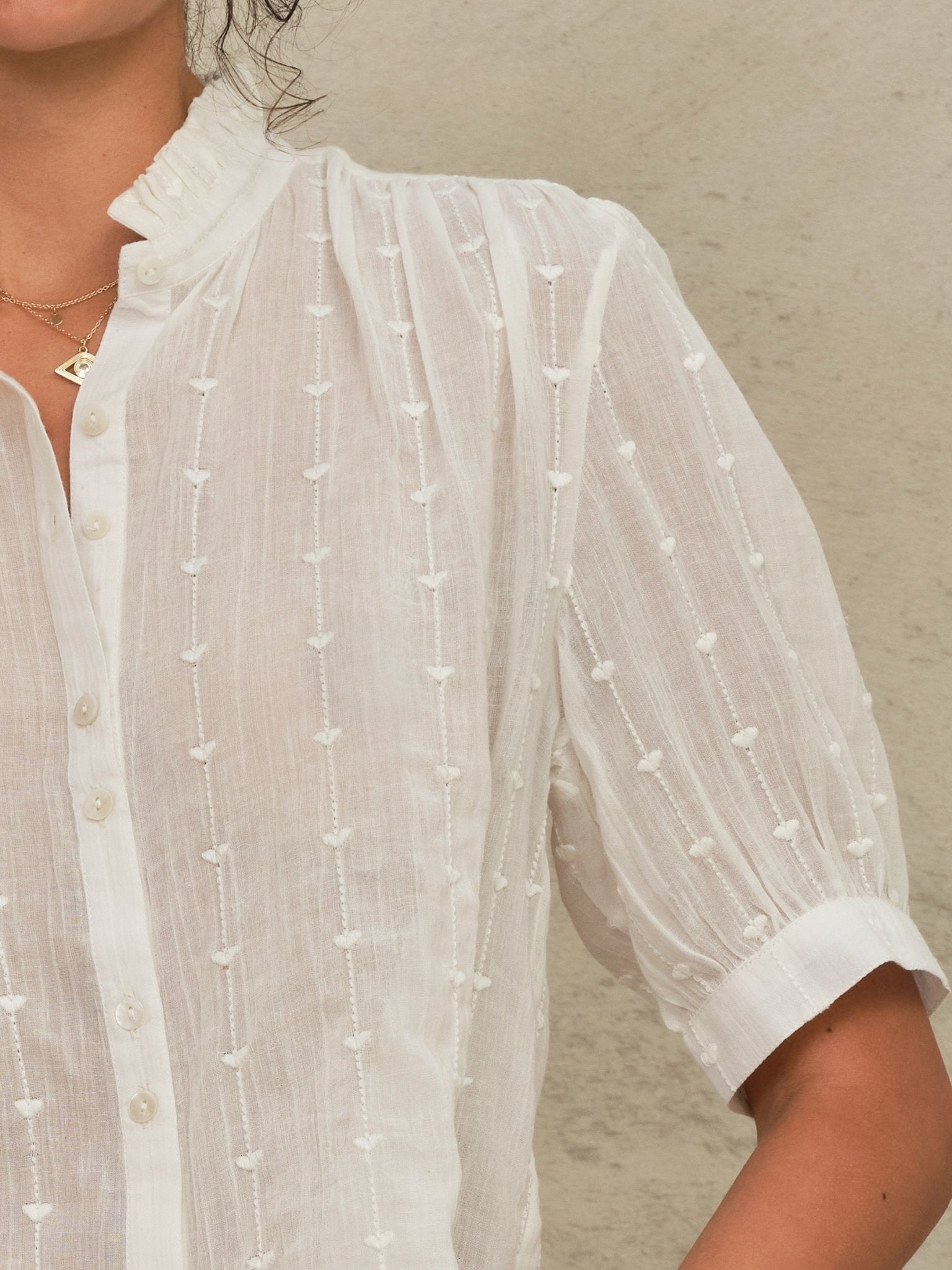 M.A.B.E Alli Emb Top Ecru - Den Lille Ida - Den Lille Ida