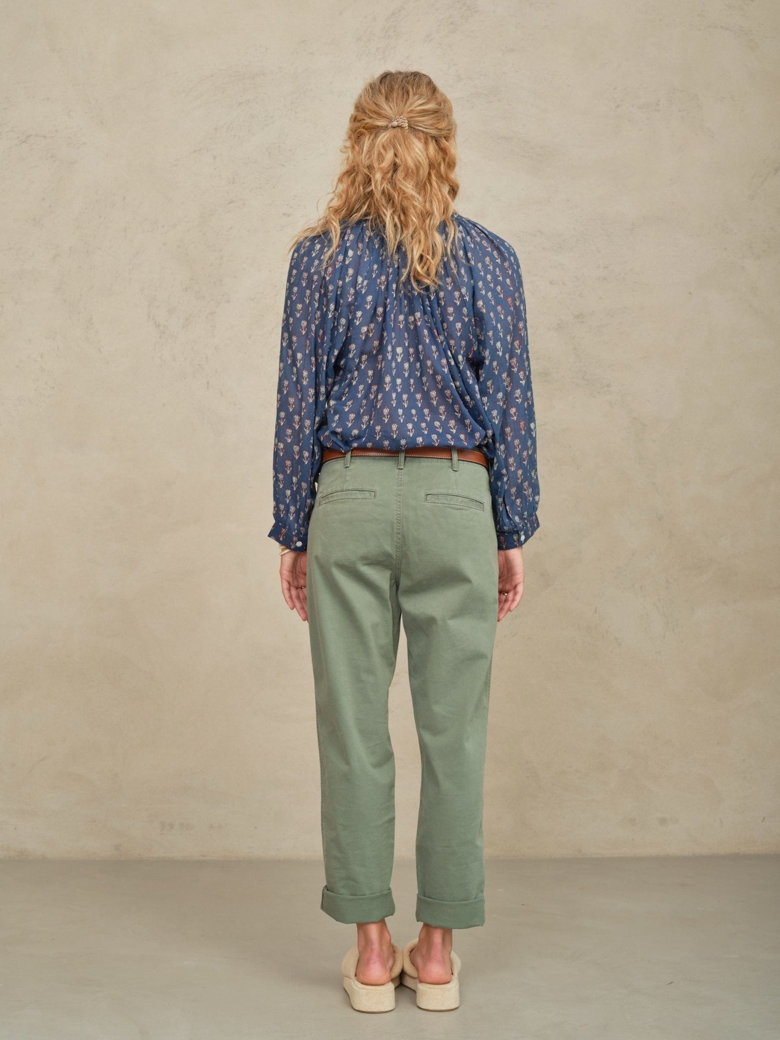 M.A.B.E Ari Print Gathered Top Indigo - Den Lille Ida - M.A.B.E